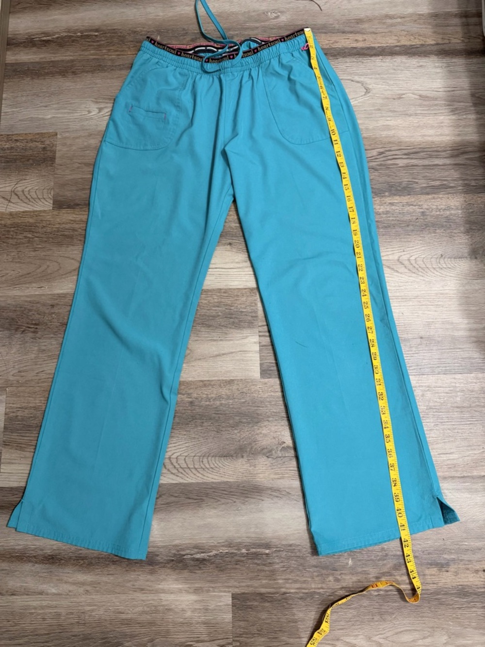 HeartSoul Women's Teal Elastic Drawstring Scrub Pants - Picture 7 of 8